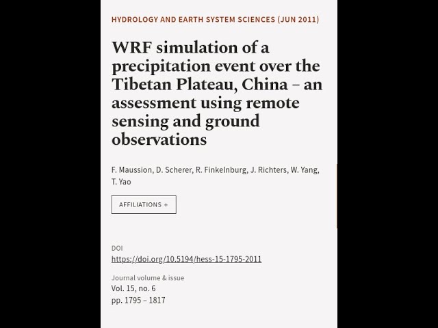 WRF simulation of a precipitation event over the Tibetan Plateau, China – an assessme... | RTCL.TV