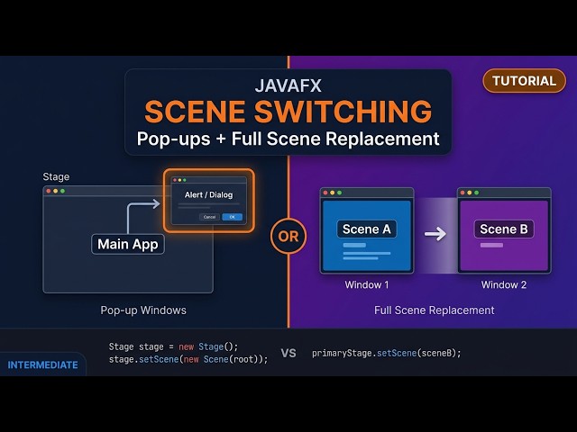 JavaFX Scene Switching Tutorial - Pop-up Windows and Full Scene Replacement | Tutorial - 12