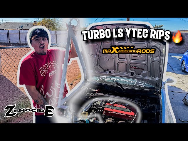 TURBO LS VTEC CIVIC RIPS!!🔥 | MxR STRUT BAR & RESERVOIR INSTALL