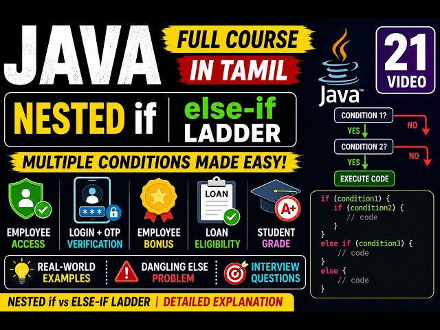 Java Full Course in Tamil | 21 - Nested if and else-if Ladder in Java | Dangling Else Explained