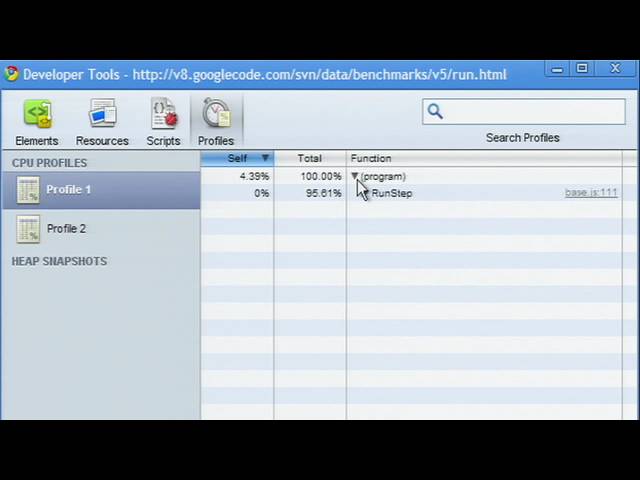 Google Chrome Developer Tools: Profiling and optimizing