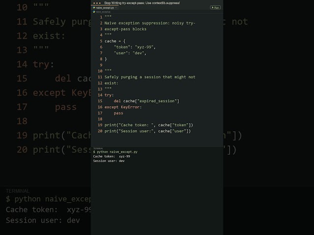Never Write try-except-pass in Python Again #python #codingtips #webdev