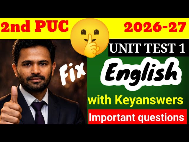2nd PUC English Unit Test 1 Question Paper 2026 with Answers important questions 