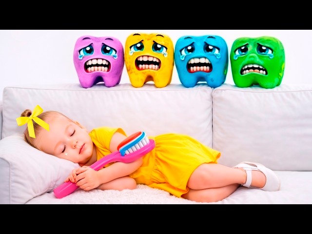 Eva Slept Without Brushing Her Teeth! Fun Kids Stories Collection!