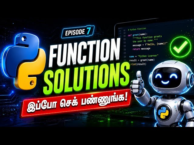 Python Functions in Tamil | Episode 7: Complete Practice Solutions! 💻