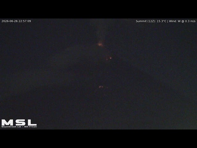 🔴 LIVE: Mayon Volcano Eruption, PH (SSW view) [RPi IMX-V1cam] 11:00 Jun-26-2026 (PST)