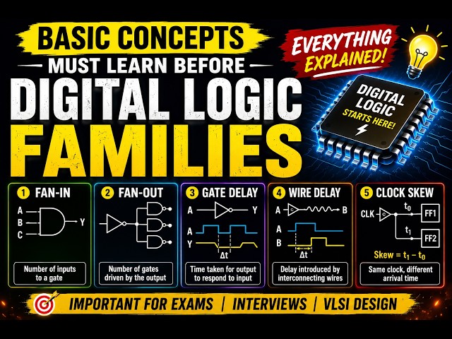Basic Concepts Before Digital Logic Families | Fan-In, Fan-Out, Gate Delay, Wire Delay & Clock Skew