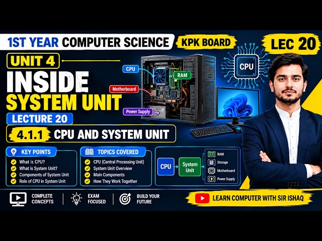 1st Year Computer Science KPK Board | Unit 4 Lecture 20 | CPU and System Unit | Computer Casing