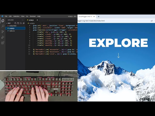 ASMR Programming - Scrolltrigger svg Text Mask | Parallax Effect | Html CSS Javascript - No Talking