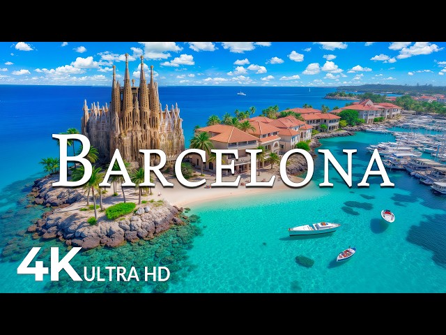 FLYING OVER BARCELONA (4K UHD) – Soothing Music Along With Beautiful Nature Video -4K Video ULTRA HD