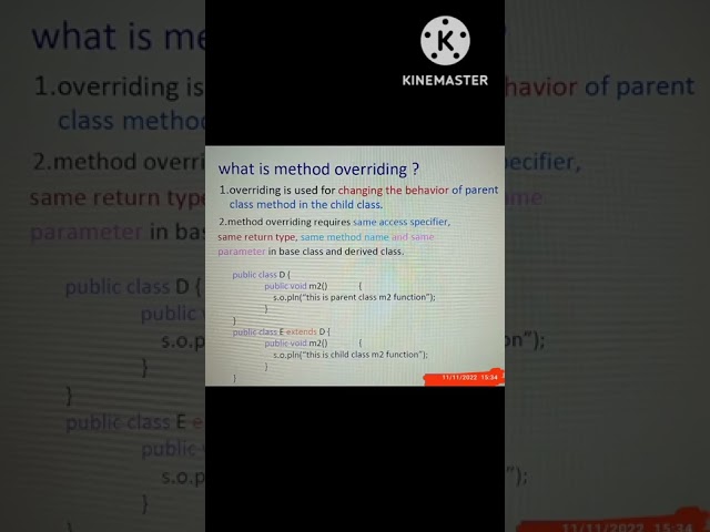What is method overriding in Java with example?#shorts@M.A.T CODING BLOG'S