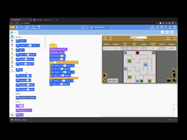VEXcode VR Letter Maze Level 1