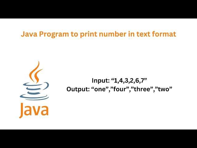 Java program to print number in text format from given String