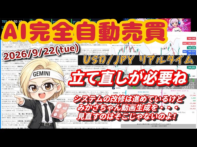 【AI開発配信】自作Pythonプログラムで為替をシミュレーション！AITuberめたんの検証実験【9/22 ドル円】