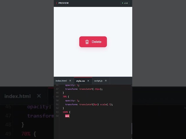 Simple Animated Delete Button | HTML CSS JavaScript