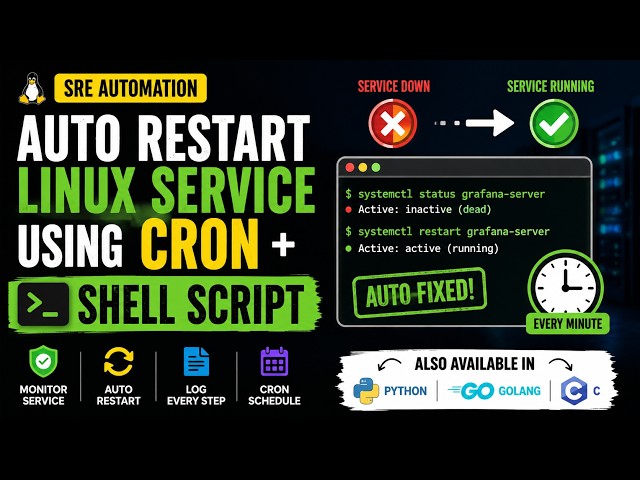 Auto Restart a Linux Service Using Cron + Shell Script | SRE Automation