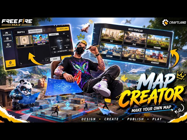 HOW TO CREATE MAP IN FREE FIRE ||1V1 ONLY HEADSHOT CRAFLAND MAP ||FF ROYAL GAMER 