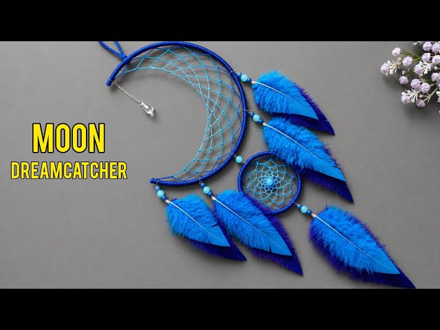 DIY Moon Wall Hanging | Blue Dreamcatcher Tutorial | Macrame Wall Decor | Art and Craft