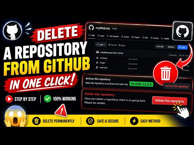 How to Delete a Repository in GitHub in 2026 | How to delete files from Github | Hindi #github