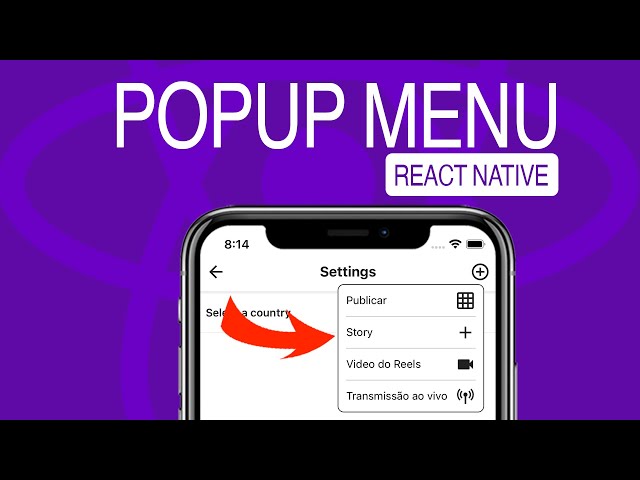 Menu Popup (Instagram) em React Native.