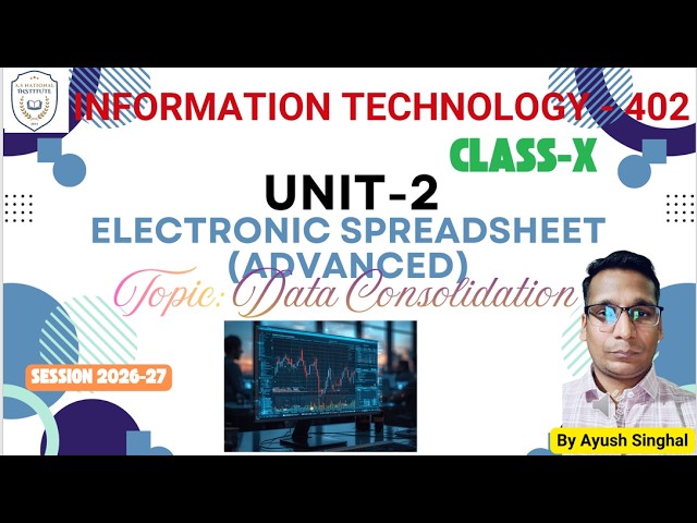 Data Consolidation Electronic Spreadsheet Class-X #computereducation #session2026_27  #exceltutorial
