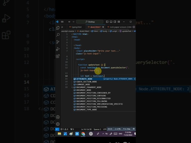 How to use document object model(DOM) on html and JavaScript