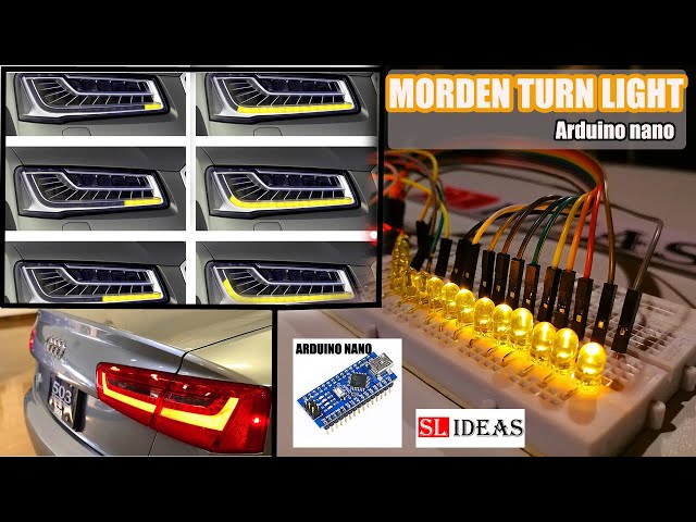 Sequential turn signal light arduino nano | Audi style | Code in Discription