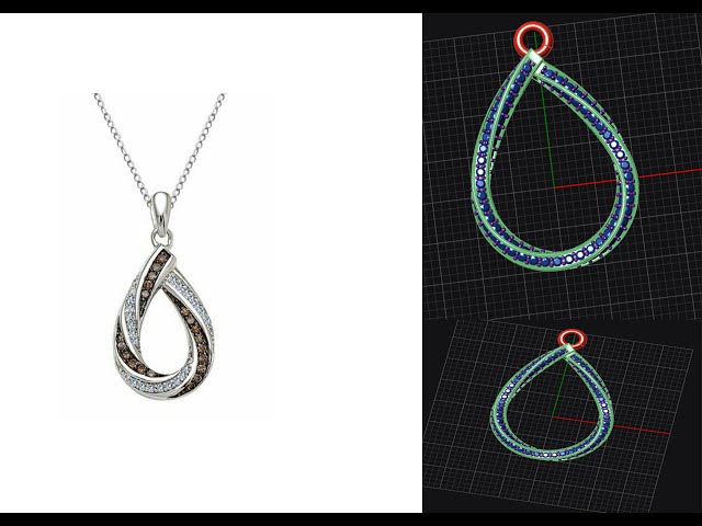 Twisted Teardrop Pendant with Gemstone Modeling in Rhino Matrix Jewelry CAD Tutorial