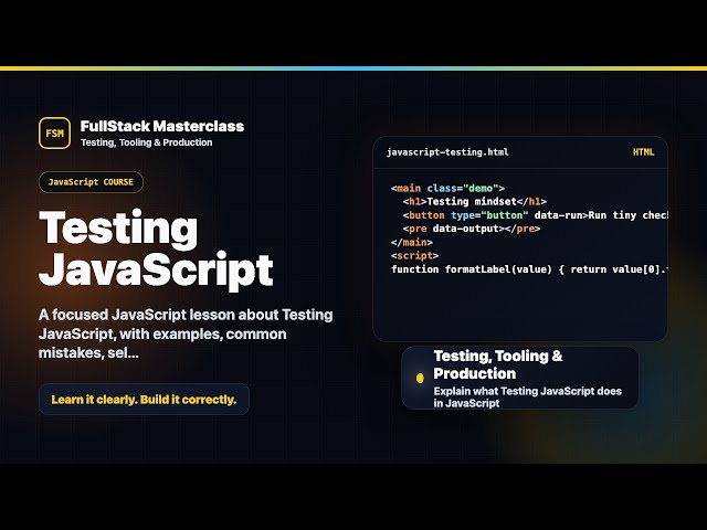 Testing JavaScript Explained | FullStack Masterclass JavaScript Course