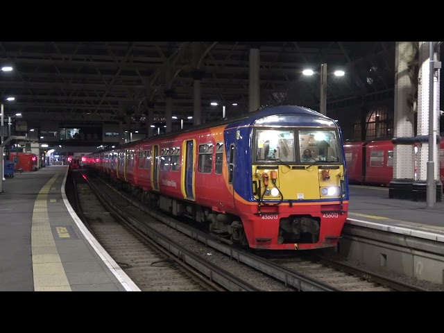 South Western Railway 456013, 456021 and 455725 departing London Waterloo