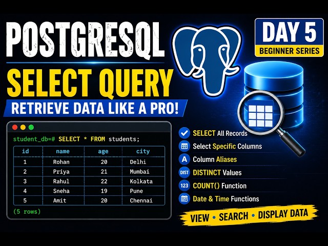 PostgreSQL Day 5 | SELECT Query in PostgreSQL | Retrieve Data Like a Pro