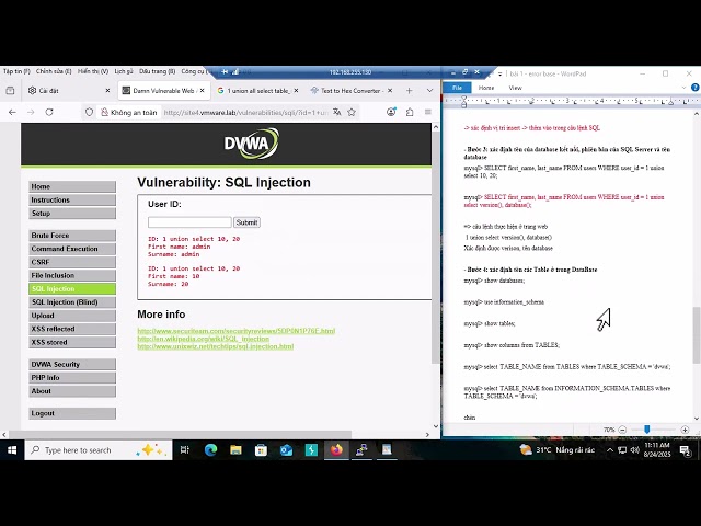 Chương 8 - Bài 1:  SQL Injection Error Base