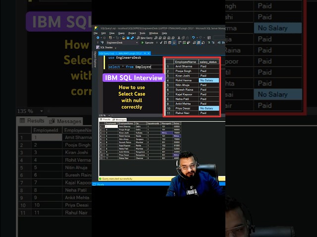 How to use select case correctly with null - IBM SQL interview #coding #sql #sqlqueries