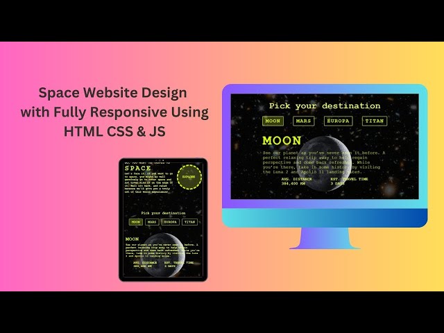 full responsive space website design using html css javascript
