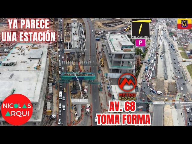 Metro Station 7 is TRULY TAKING SHAPE! This is how the Avenida 68 construction is progressing too