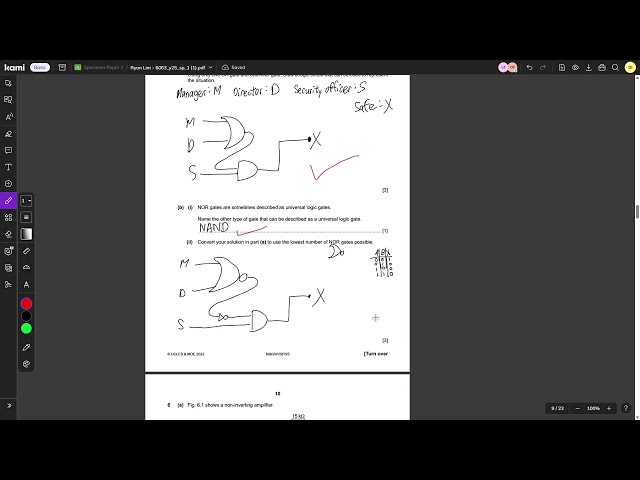 electronics tutorial - going through specimen paper 2022