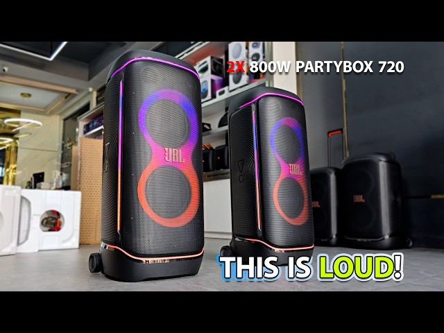 THIS IS LOUD! 2× JBL PartyBox 720 | Massive Bass & Auracast Multi-Speaker Power!