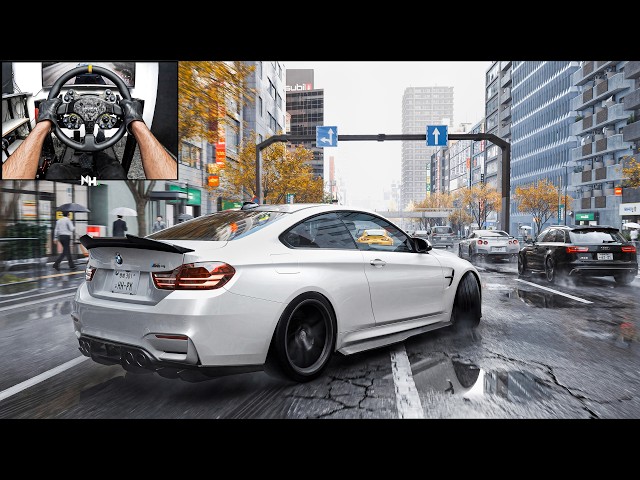 BMW M4 F82 Illegal Street Drifting | Forza Horizon 6 | Steering Wheel Gameplay