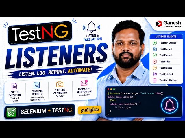 TestNG Listeners in Selenium | ITestListener, Retry  Listeners Explained | Tamil