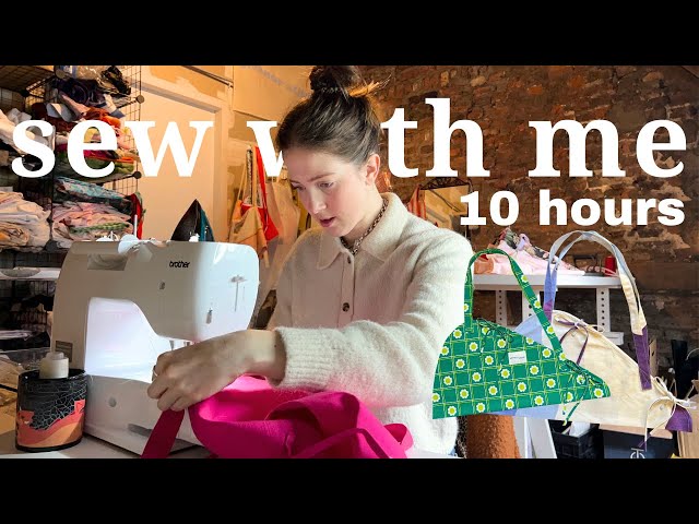 sewing as much as I can in 10 hours ✿ cut & sew flower bags with me! // small business diaries