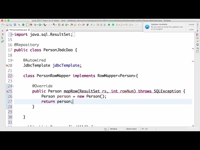 14  Step 12   Creating a custom Spring JDBC RowMapper