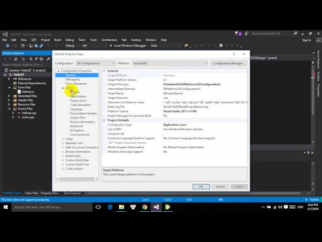 Install Qt in Visual Studio 2015