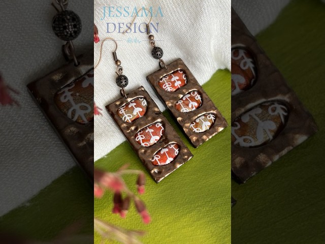 Polymer Clay Hammered Metal Frame Technique - Stained Glass Window Earrings