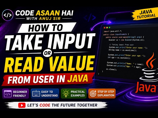 JAVA TUTORIAL | #userinputinjava | #howtotakeinputinjava| #scanne | #bufferreaderinjava | #userinput