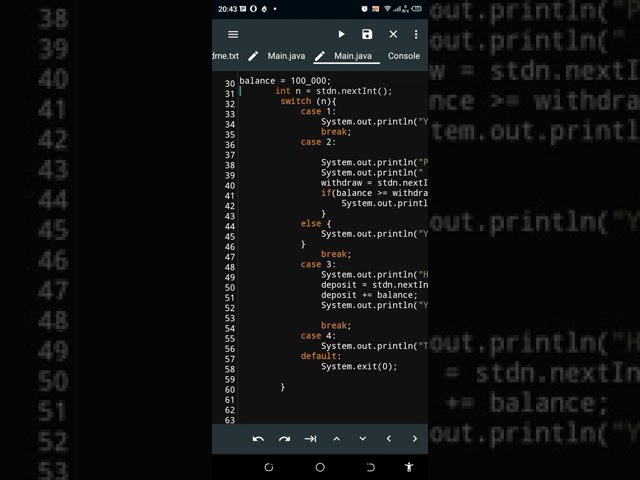 JAVA PROGRAM|coding an ATM machine using my phone