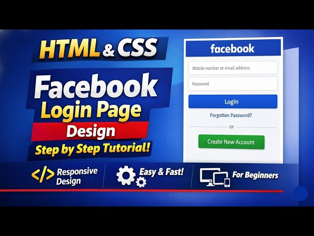 How to Create Facebook Login Page Using HTML CSS | Responsive Web Design