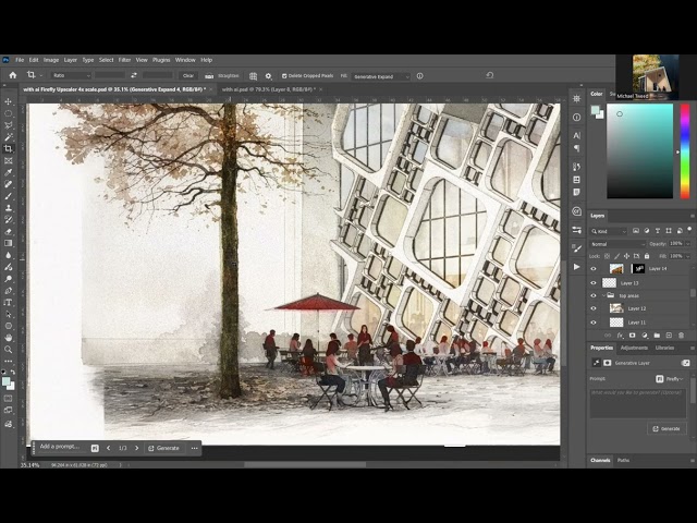 Adobe Firefly to ppscale work and Add drawing area beyond original