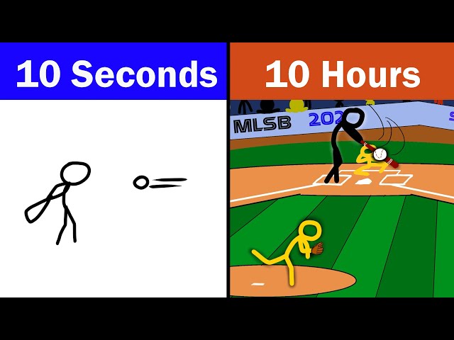 Stickman Baseball animation in 10 Seconds vs 10 Hours | @flipaclip 