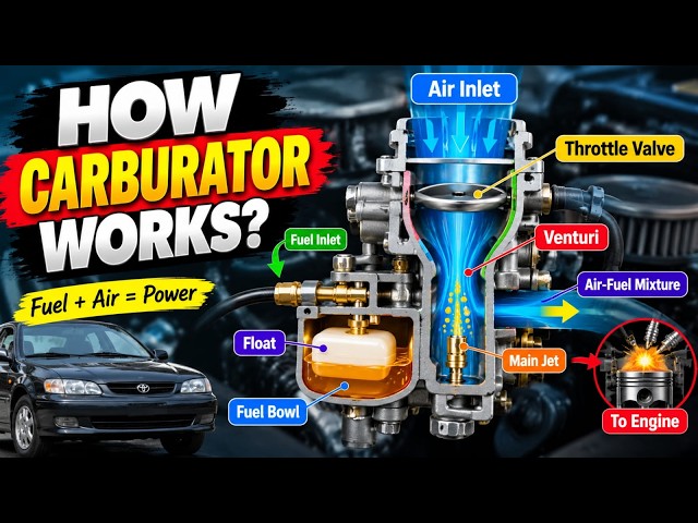 *How a Carburetor Works | Fuel & Air Mixing Explained 🔧🚗*