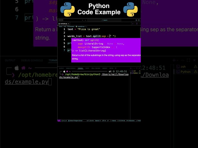 Split Words in a String into a List Using Python #shorts